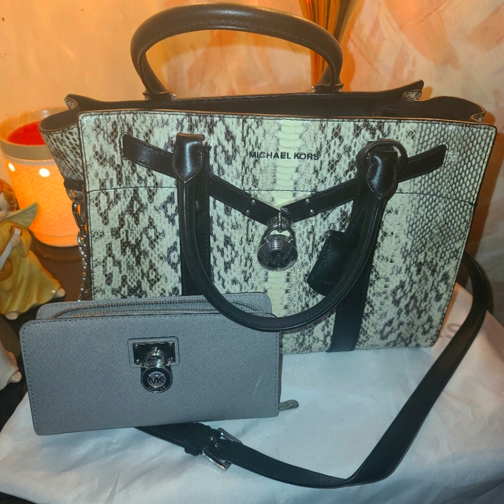 Authentic MK Hamilition python purse set